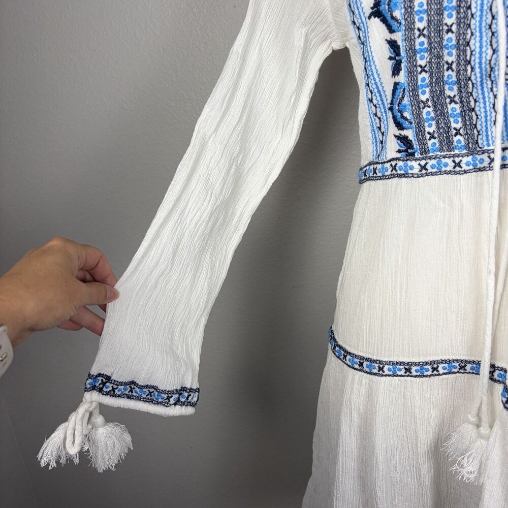 Melissa Odabash Embroidered Swim CoverUp Mini Dress Size XS Millie White Blue - Picture 4 of 10